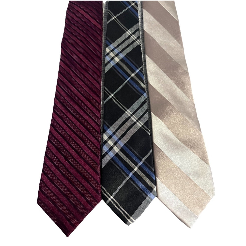 Stanford 100% Silk Tie lot Modern Stripes Plaid  (t8)‎